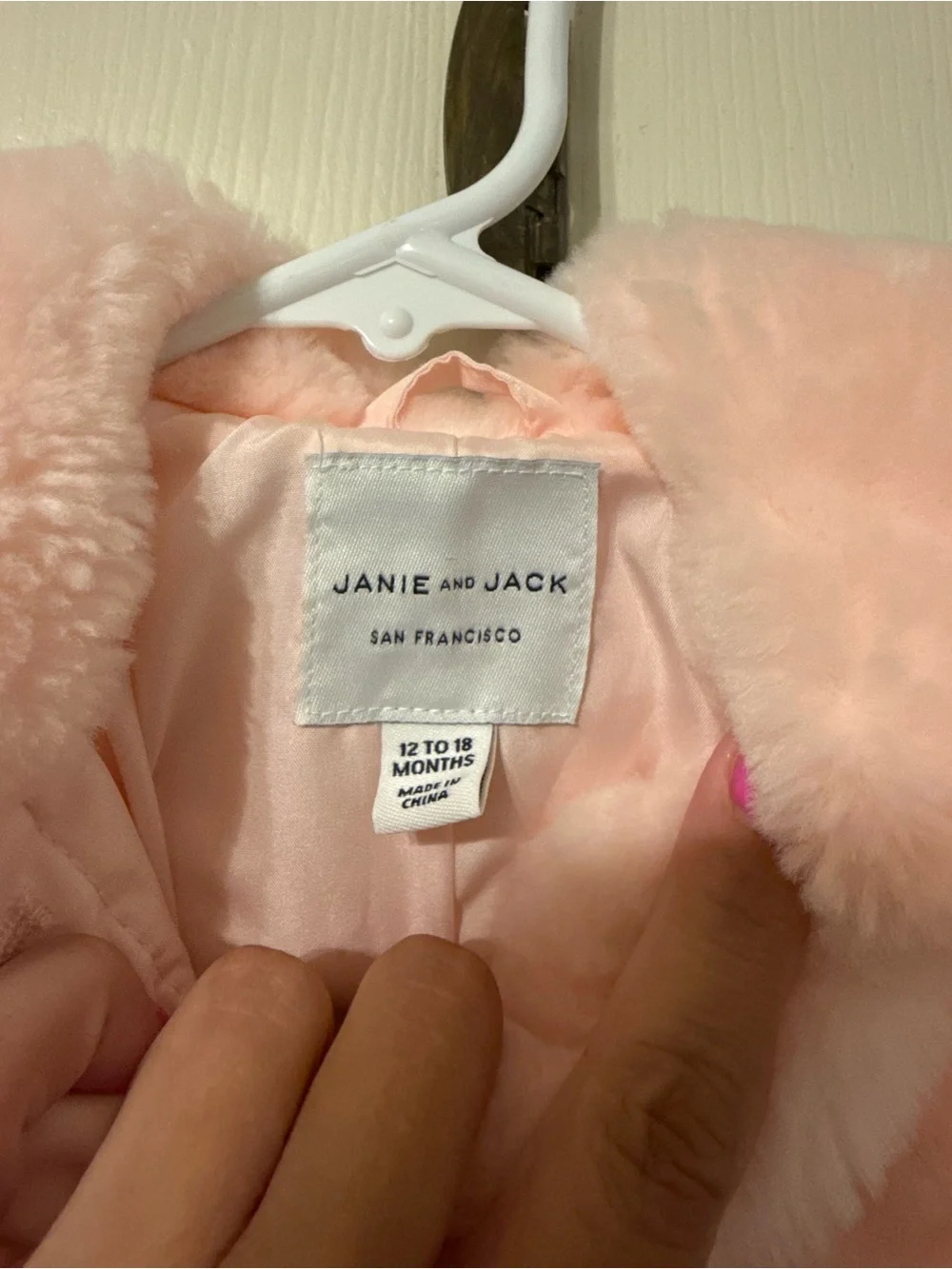 Janie and Jack Plush Light Pink Faux Fur Puffer Coat
